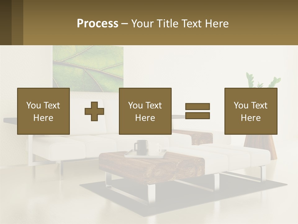 A Living Room With A White Couch And A Coffee Table PowerPoint Template