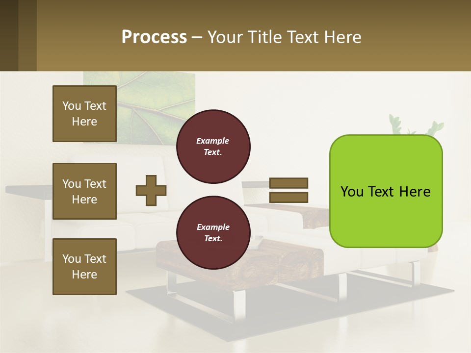 A Living Room With A White Couch And A Coffee Table PowerPoint Template