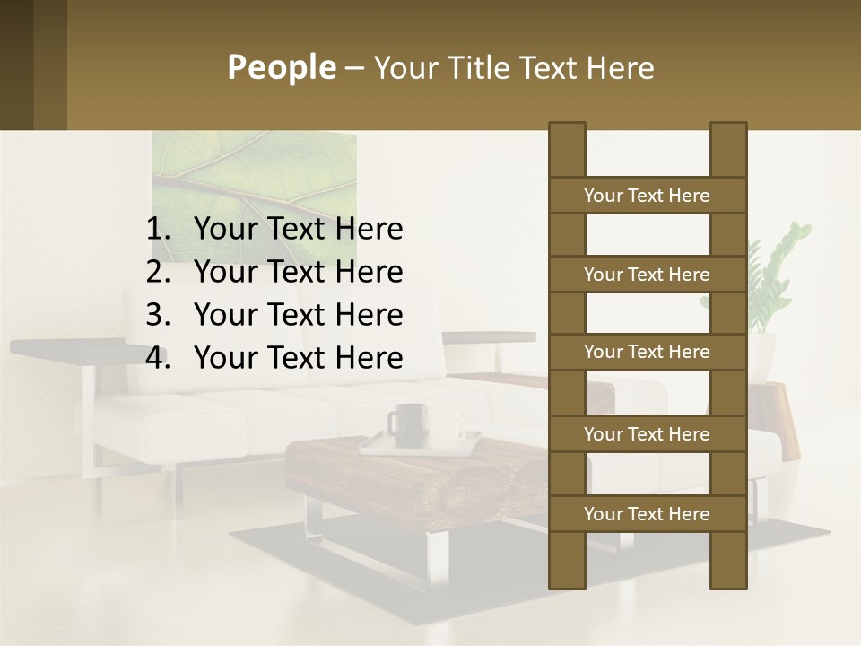 A Living Room With A White Couch And A Coffee Table PowerPoint Template