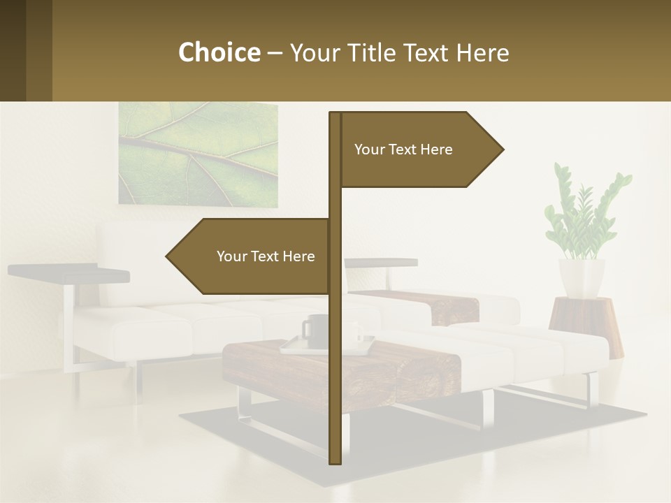 A Living Room With A White Couch And A Coffee Table PowerPoint Template
