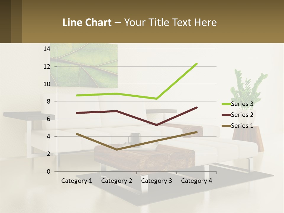 A Living Room With A White Couch And A Coffee Table PowerPoint Template