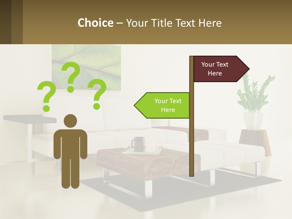 A Living Room With A White Couch And A Coffee Table PowerPoint Template