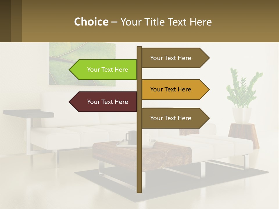 A Living Room With A White Couch And A Coffee Table PowerPoint Template