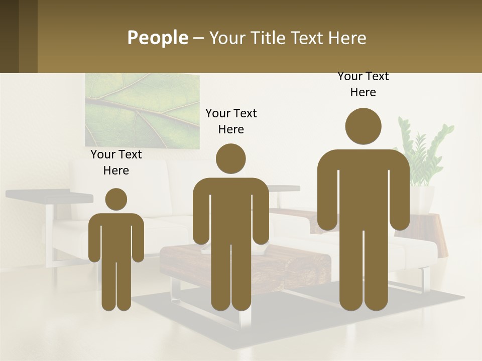 A Living Room With A White Couch And A Coffee Table PowerPoint Template