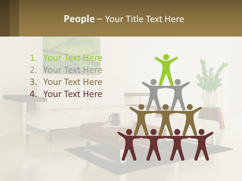 A Living Room With A White Couch And A Coffee Table PowerPoint Template