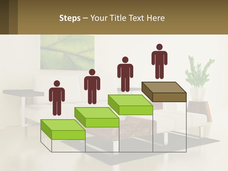 A Living Room With A White Couch And A Coffee Table PowerPoint Template