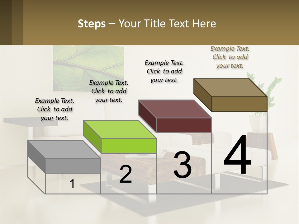 A Living Room With A White Couch And A Coffee Table PowerPoint Template