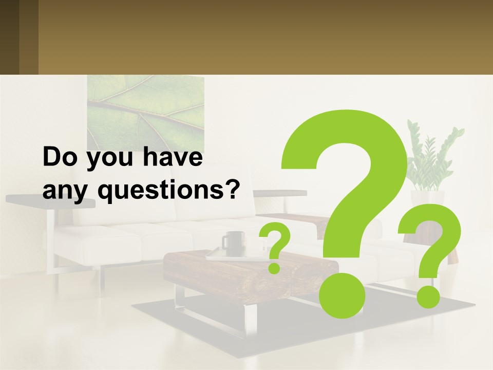 A Living Room With A White Couch And A Coffee Table PowerPoint Template