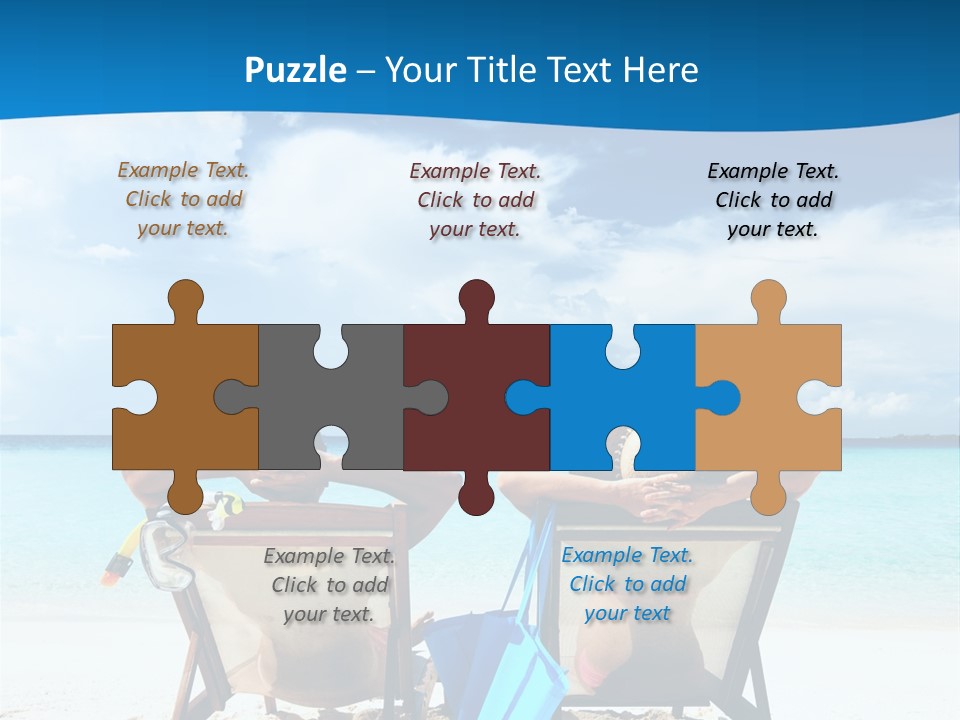 Two People Sitting In Beach Chairs On The Beach PowerPoint Template