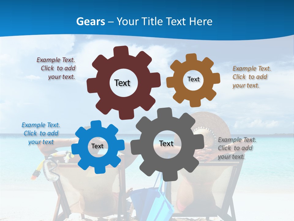 Two People Sitting In Beach Chairs On The Beach PowerPoint Template