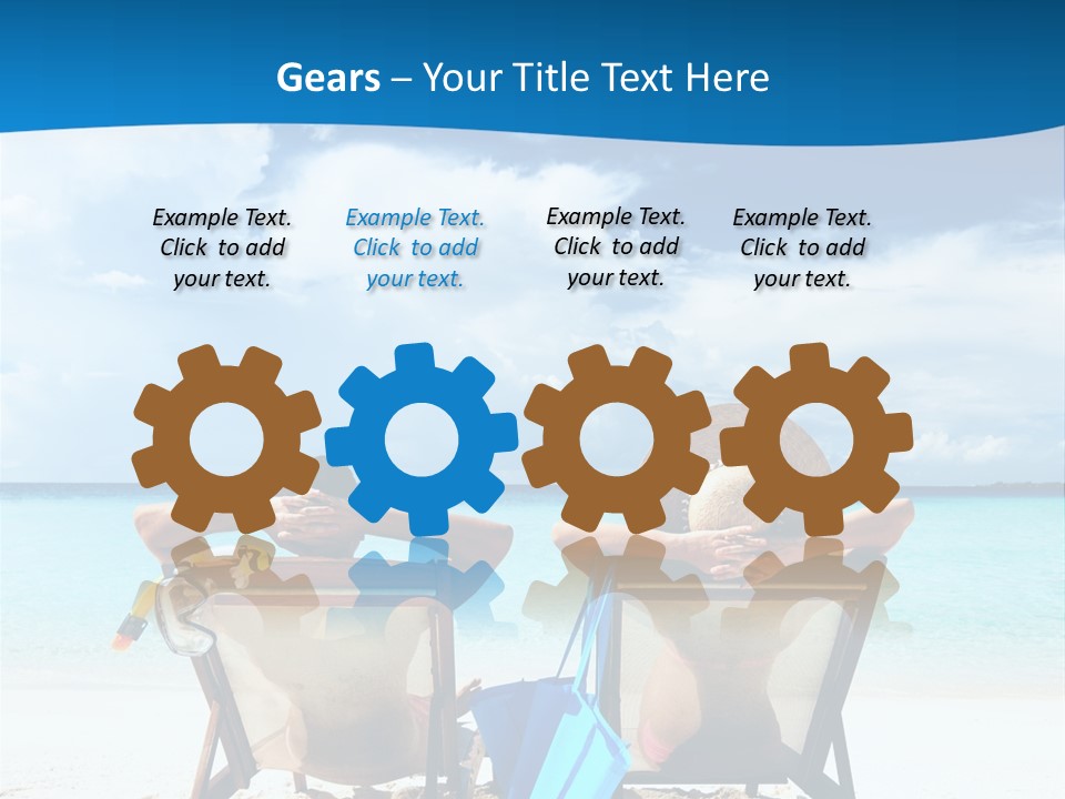 Two People Sitting In Beach Chairs On The Beach PowerPoint Template