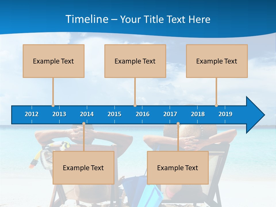 Two People Sitting In Beach Chairs On The Beach PowerPoint Template