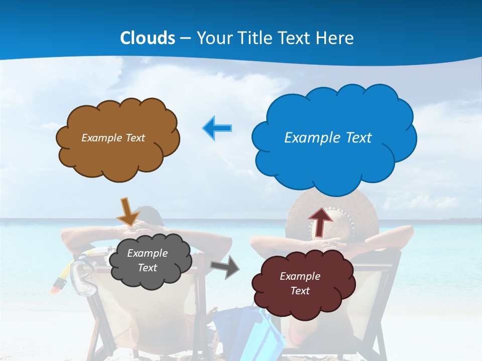 Two People Sitting In Beach Chairs On The Beach PowerPoint Template