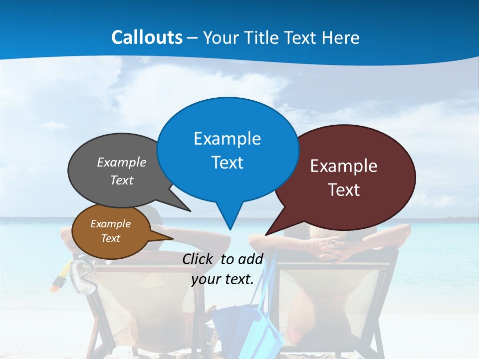 Two People Sitting In Beach Chairs On The Beach PowerPoint Template