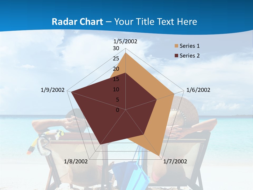 Two People Sitting In Beach Chairs On The Beach PowerPoint Template