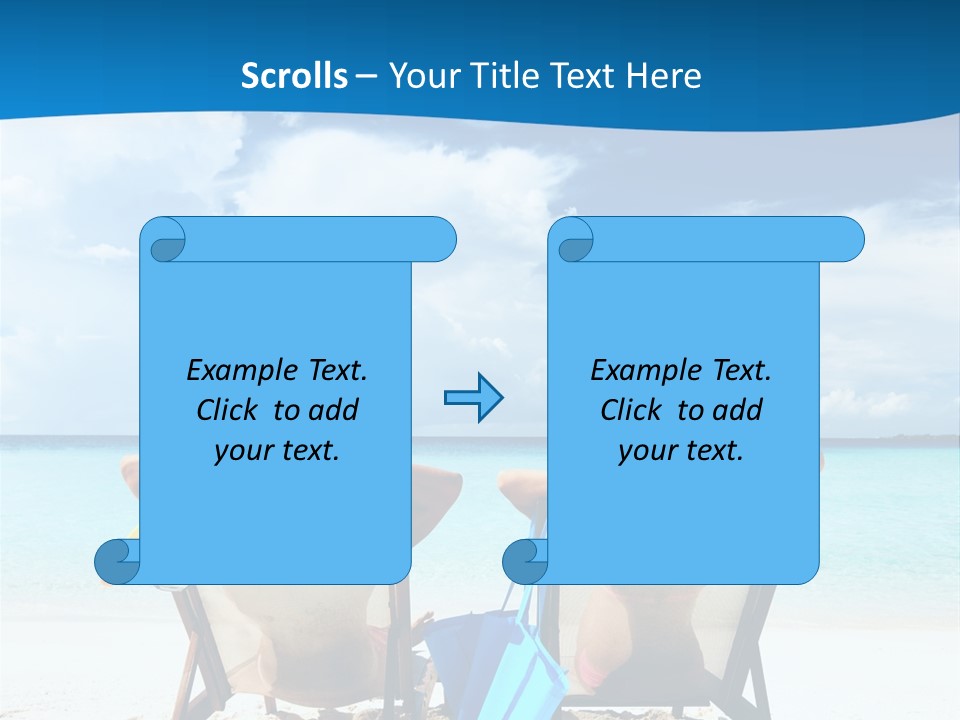 Two People Sitting In Beach Chairs On The Beach PowerPoint Template