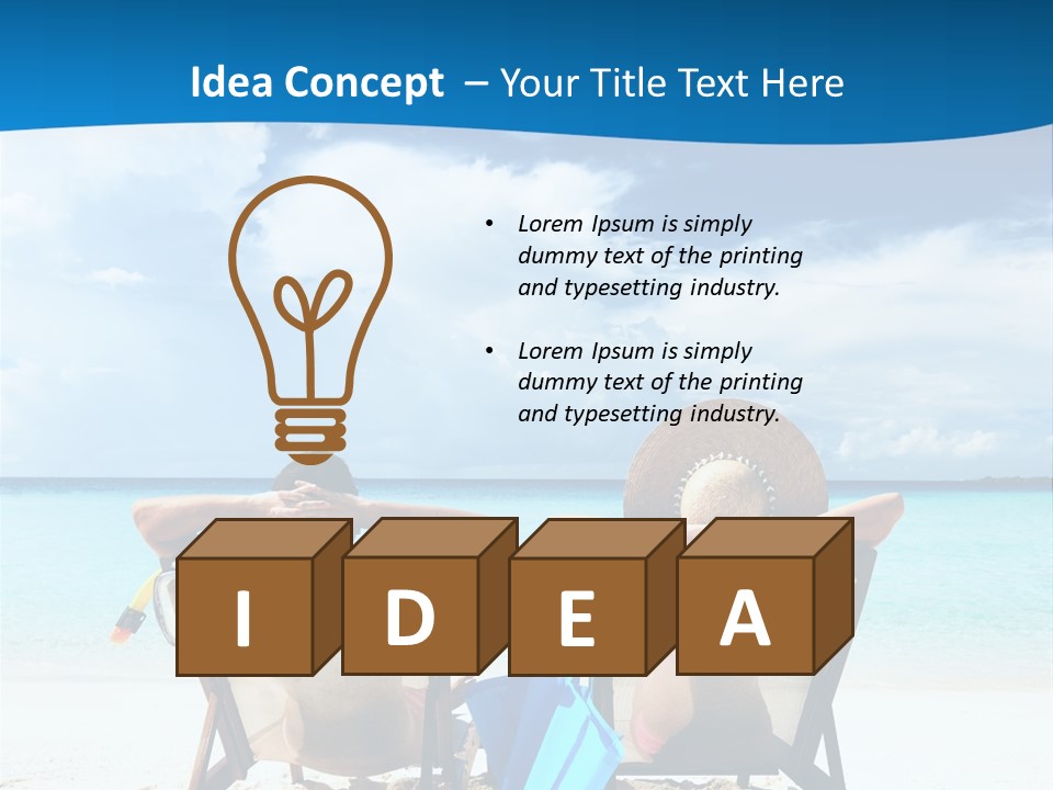 Two People Sitting In Beach Chairs On The Beach PowerPoint Template