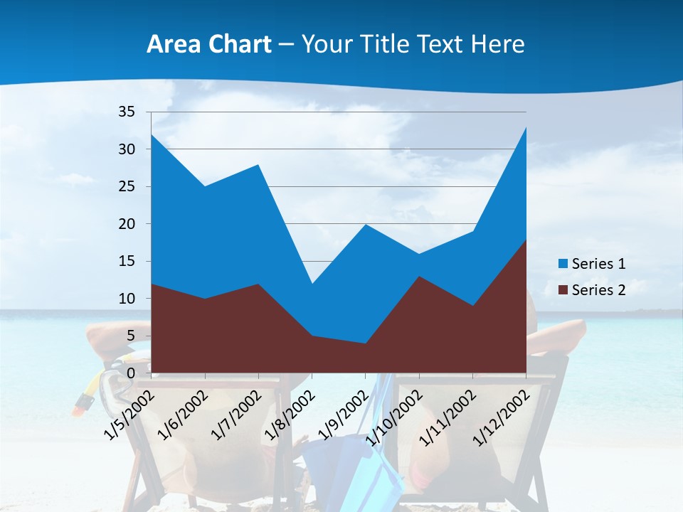 Two People Sitting In Beach Chairs On The Beach PowerPoint Template