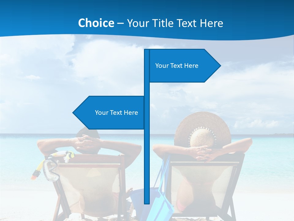 Two People Sitting In Beach Chairs On The Beach PowerPoint Template