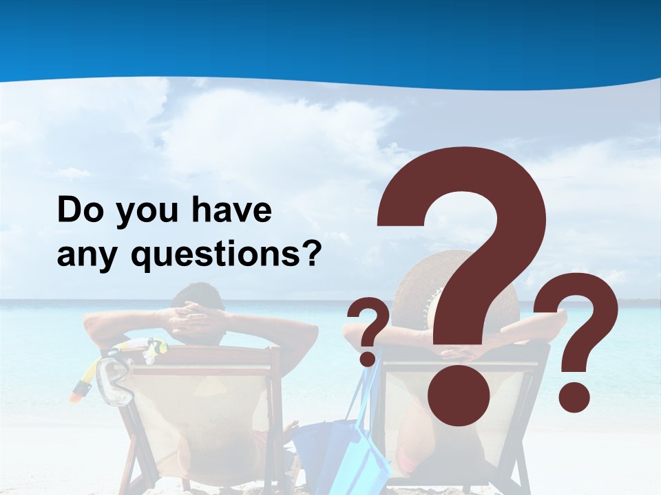 Two People Sitting In Beach Chairs On The Beach PowerPoint Template