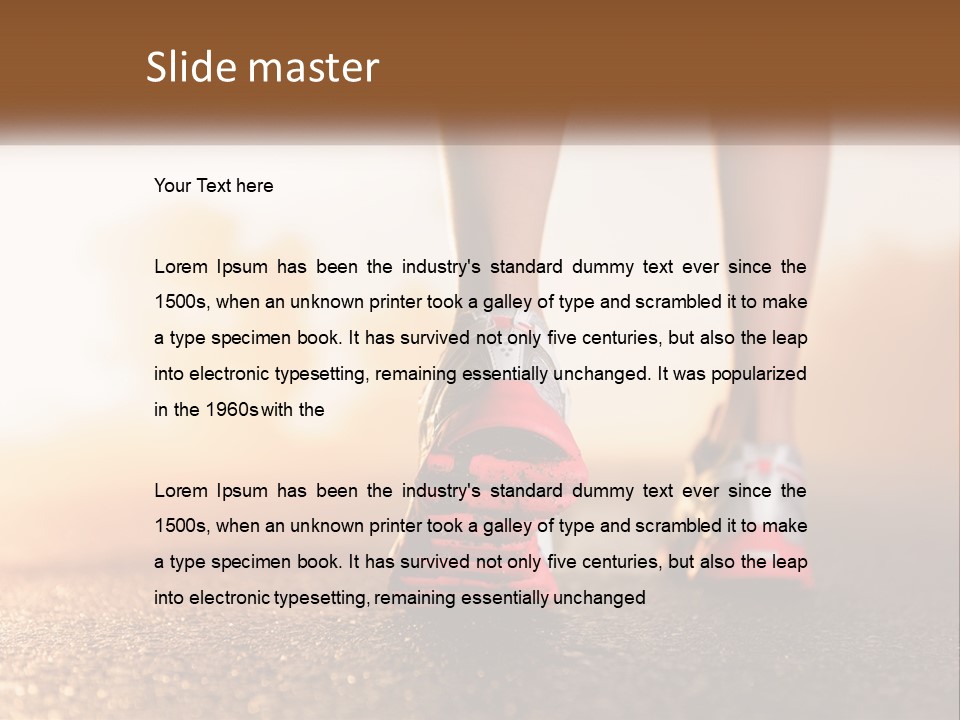 A Woman's Feet In Running Shoes Powerpoint Template PowerPoint Template