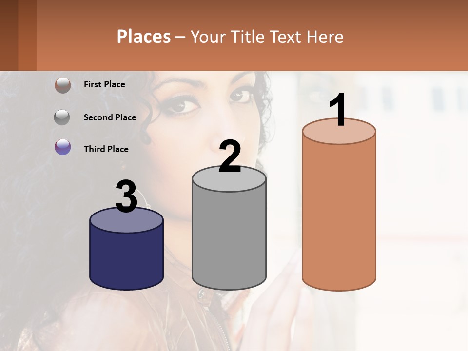 A Woman With Curly Hair Is Looking Out A Window PowerPoint Template