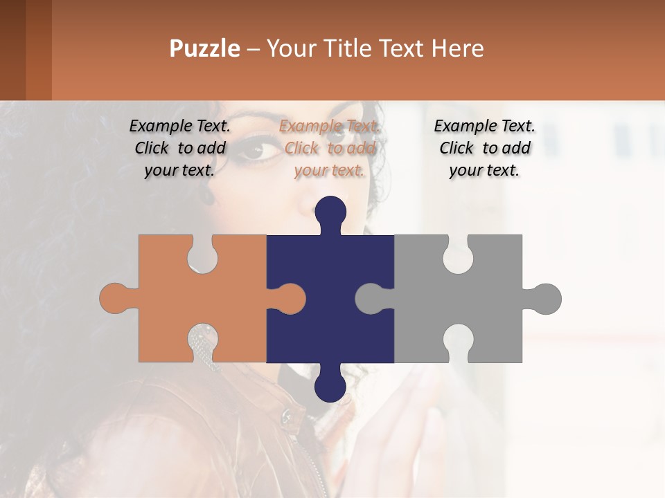 A Woman With Curly Hair Is Looking Out A Window PowerPoint Template