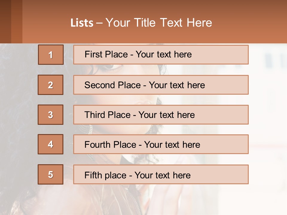 A Woman With Curly Hair Is Looking Out A Window PowerPoint Template