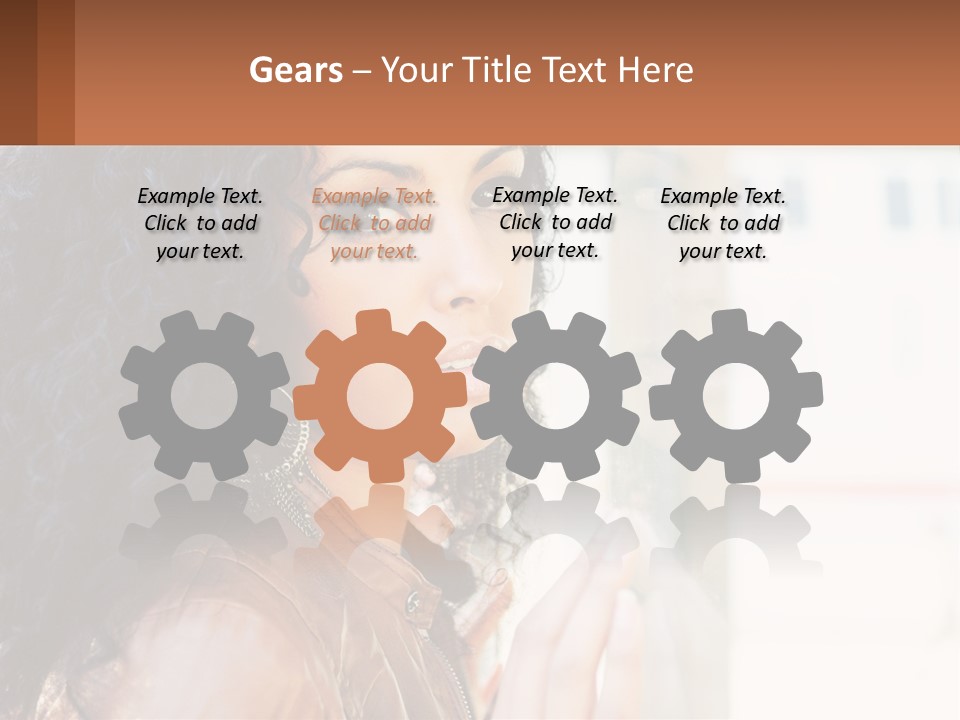 A Woman With Curly Hair Is Looking Out A Window PowerPoint Template