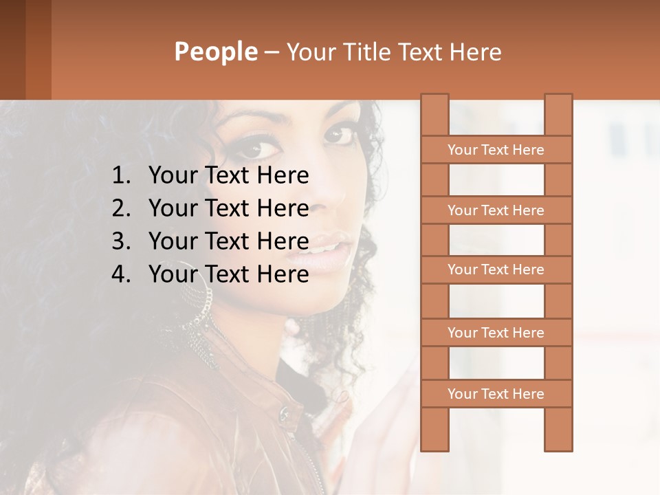 A Woman With Curly Hair Is Looking Out A Window PowerPoint Template