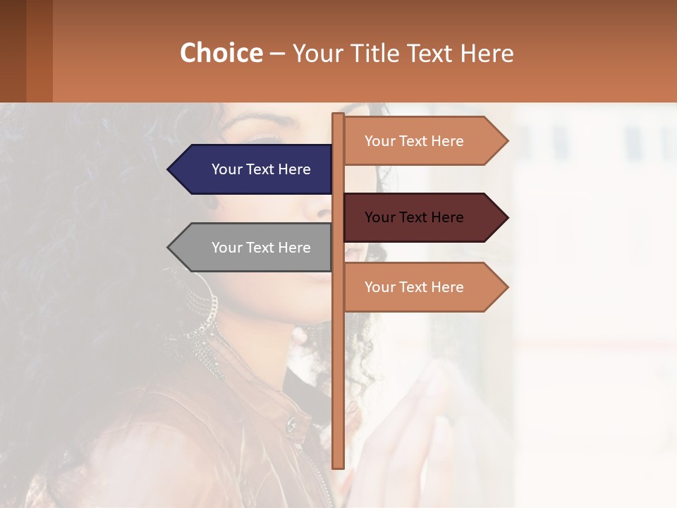 A Woman With Curly Hair Is Looking Out A Window PowerPoint Template