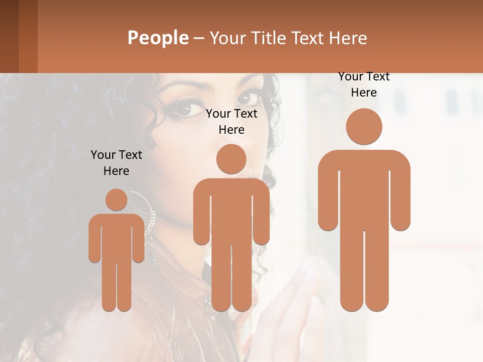 A Woman With Curly Hair Is Looking Out A Window PowerPoint Template