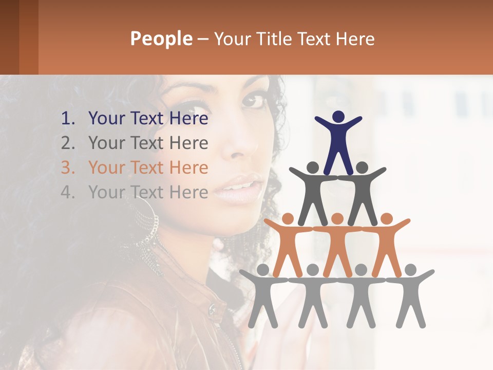 A Woman With Curly Hair Is Looking Out A Window PowerPoint Template