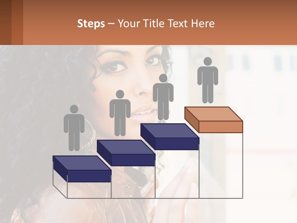 A Woman With Curly Hair Is Looking Out A Window PowerPoint Template