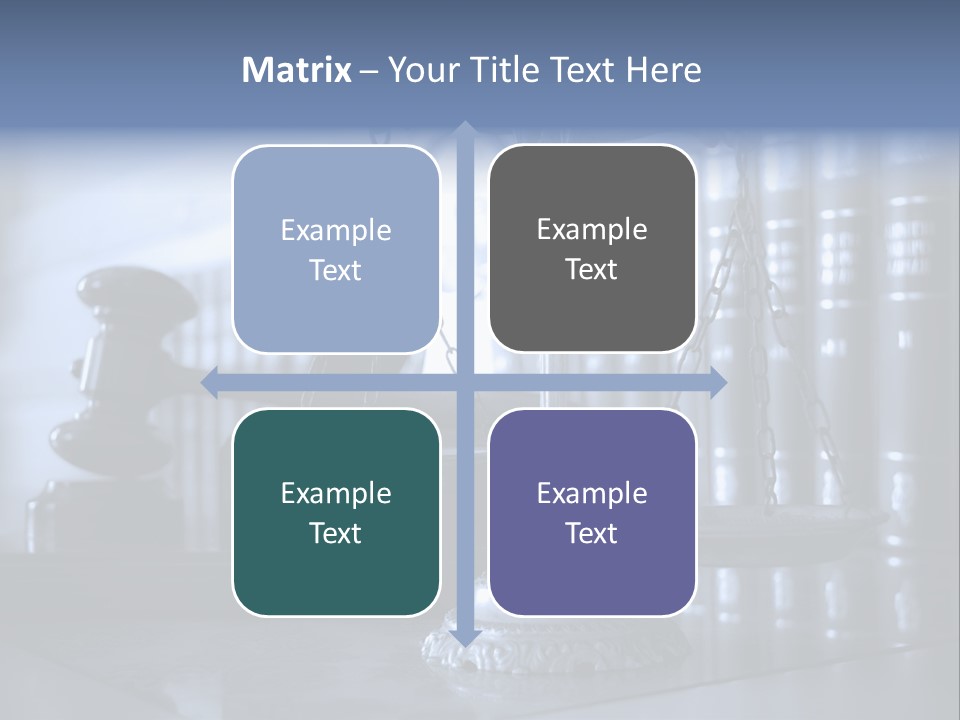 A Scale Of Justice On A Table With Books In The Background PowerPoint Template