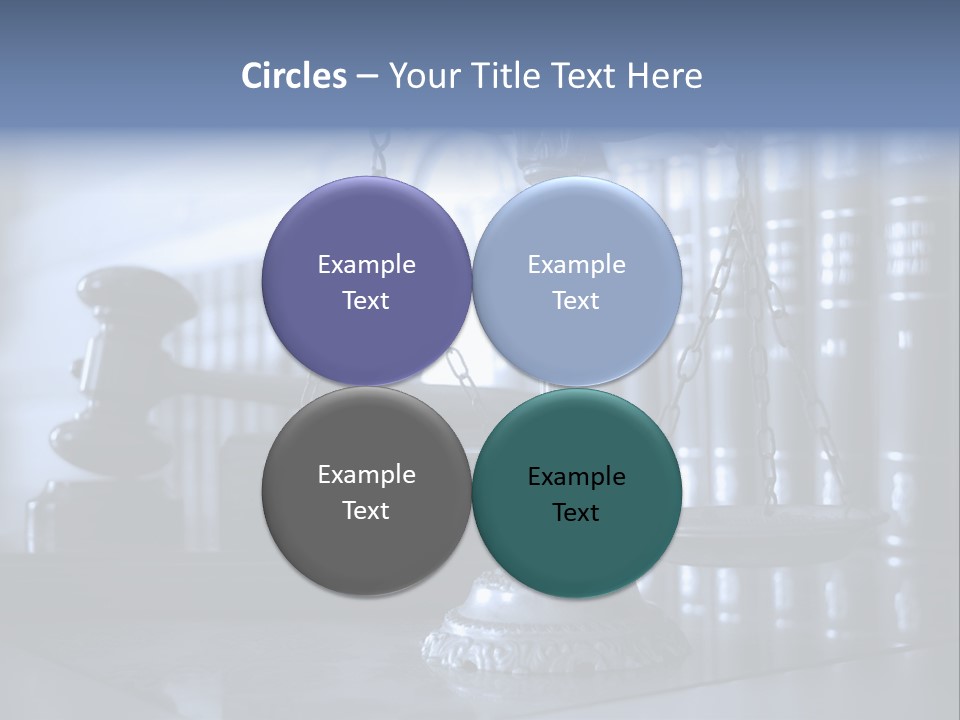 A Scale Of Justice On A Table With Books In The Background PowerPoint Template