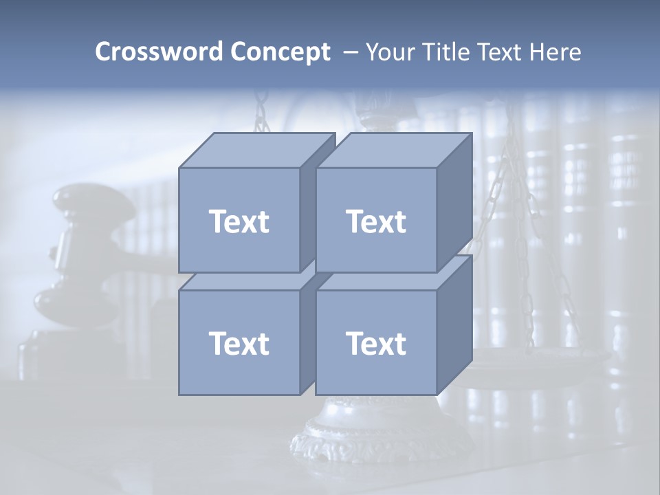 A Scale Of Justice On A Table With Books In The Background PowerPoint Template