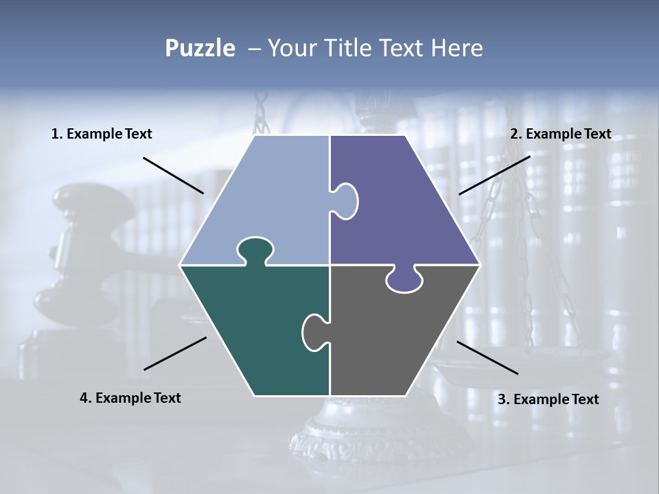 A Scale Of Justice On A Table With Books In The Background PowerPoint Template
