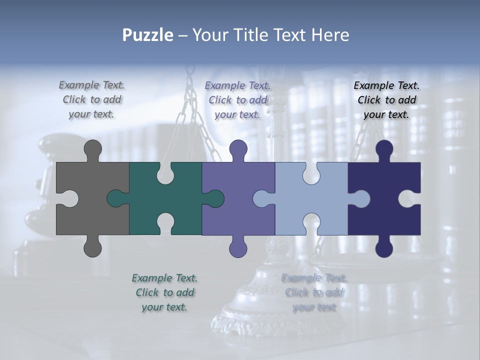 A Scale Of Justice On A Table With Books In The Background PowerPoint Template