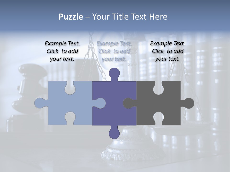 A Scale Of Justice On A Table With Books In The Background PowerPoint Template