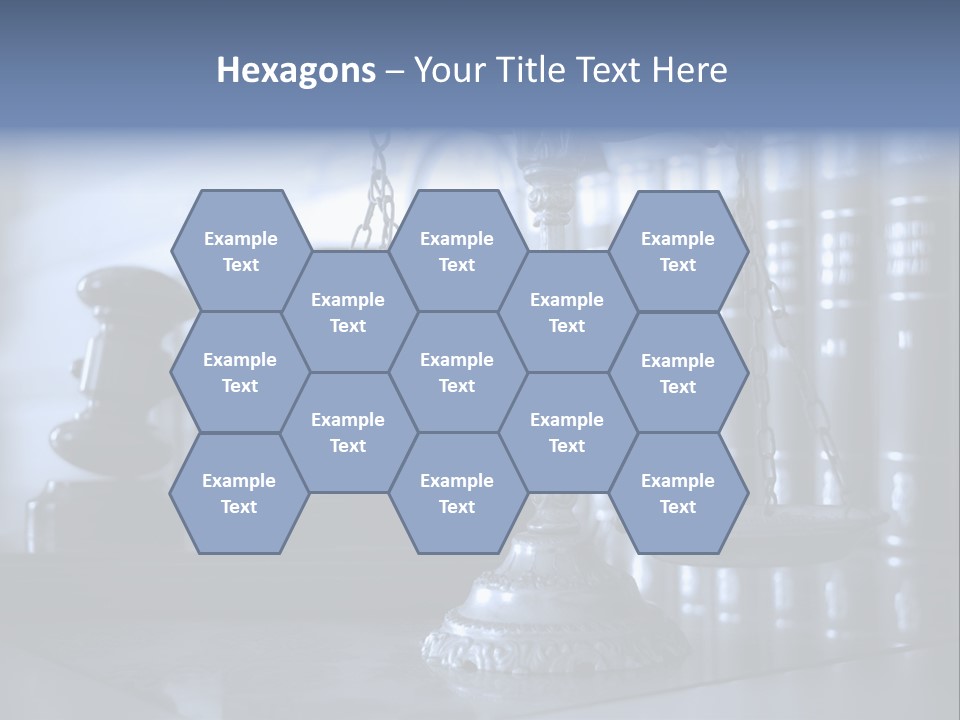 A Scale Of Justice On A Table With Books In The Background PowerPoint Template