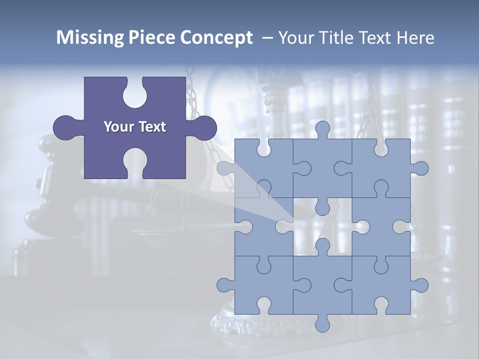 A Scale Of Justice On A Table With Books In The Background PowerPoint Template