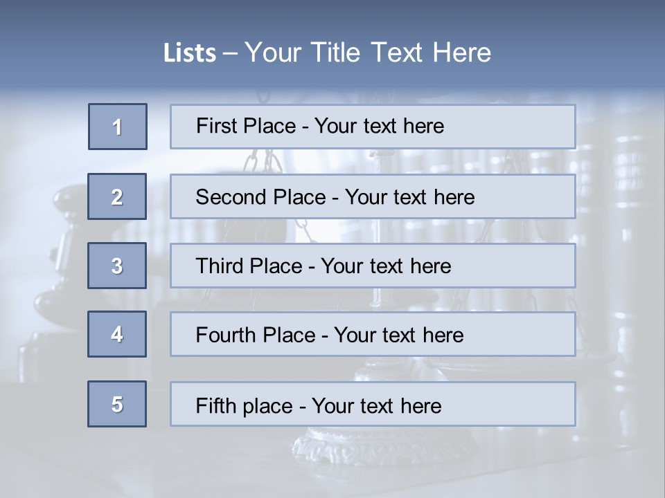 A Scale Of Justice On A Table With Books In The Background PowerPoint Template