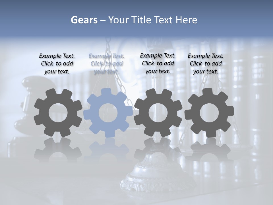 A Scale Of Justice On A Table With Books In The Background PowerPoint Template