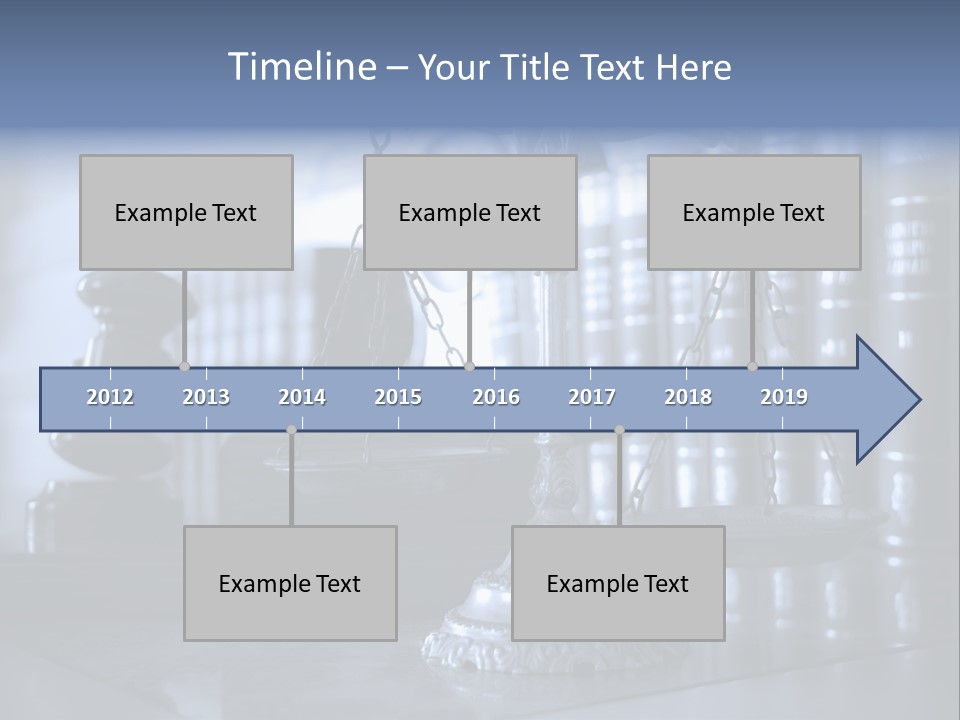 A Scale Of Justice On A Table With Books In The Background PowerPoint Template