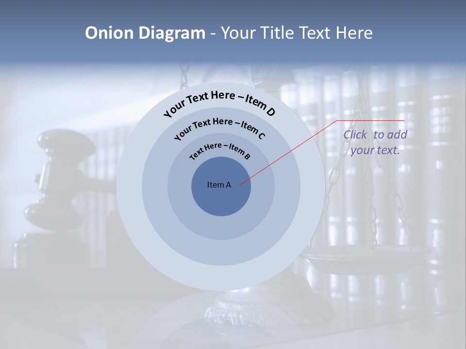 A Scale Of Justice On A Table With Books In The Background PowerPoint Template