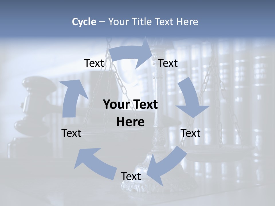 A Scale Of Justice On A Table With Books In The Background PowerPoint Template