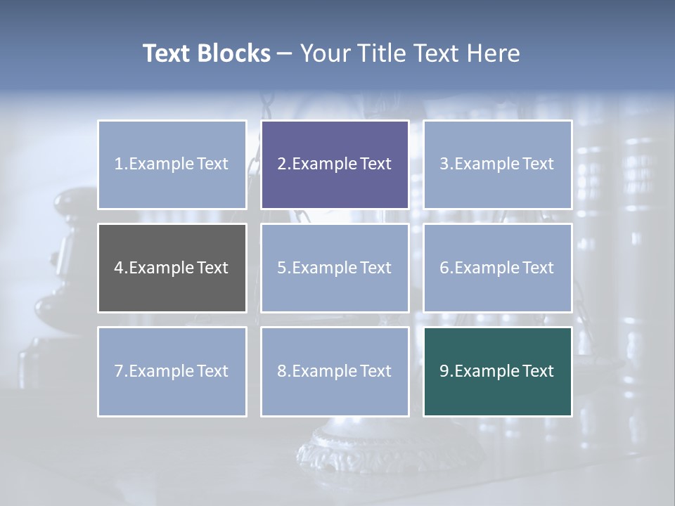 A Scale Of Justice On A Table With Books In The Background PowerPoint Template
