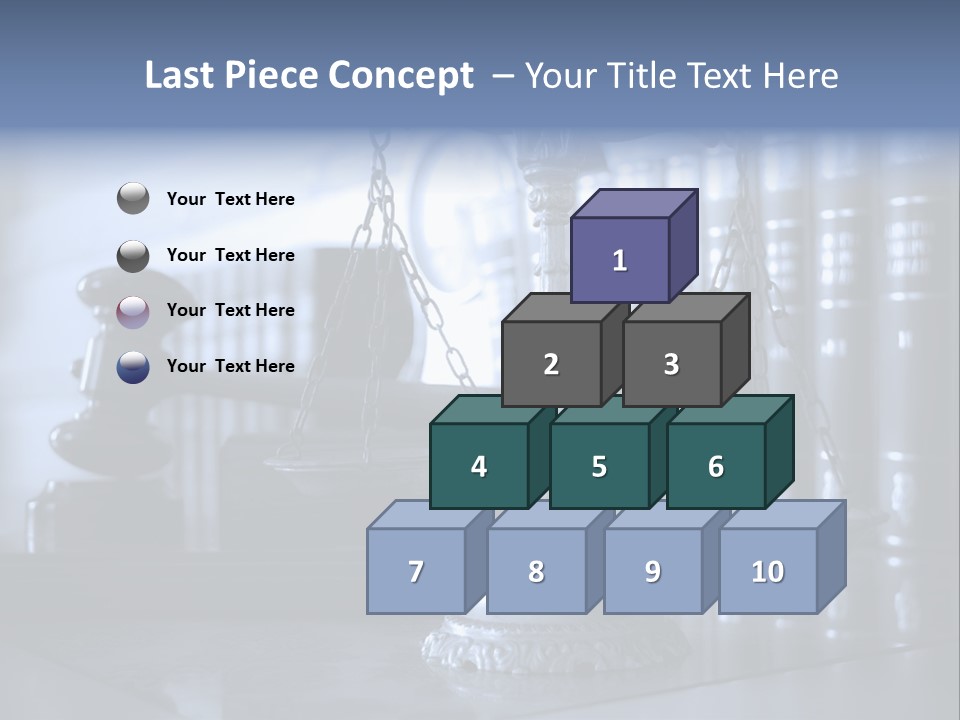 A Scale Of Justice On A Table With Books In The Background PowerPoint Template