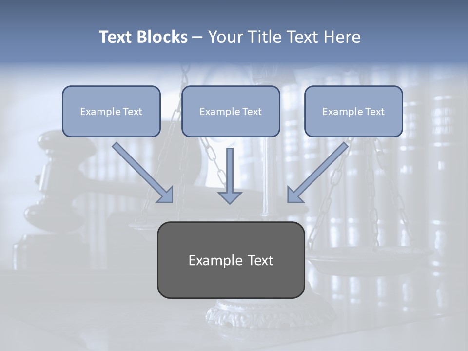 A Scale Of Justice On A Table With Books In The Background PowerPoint Template